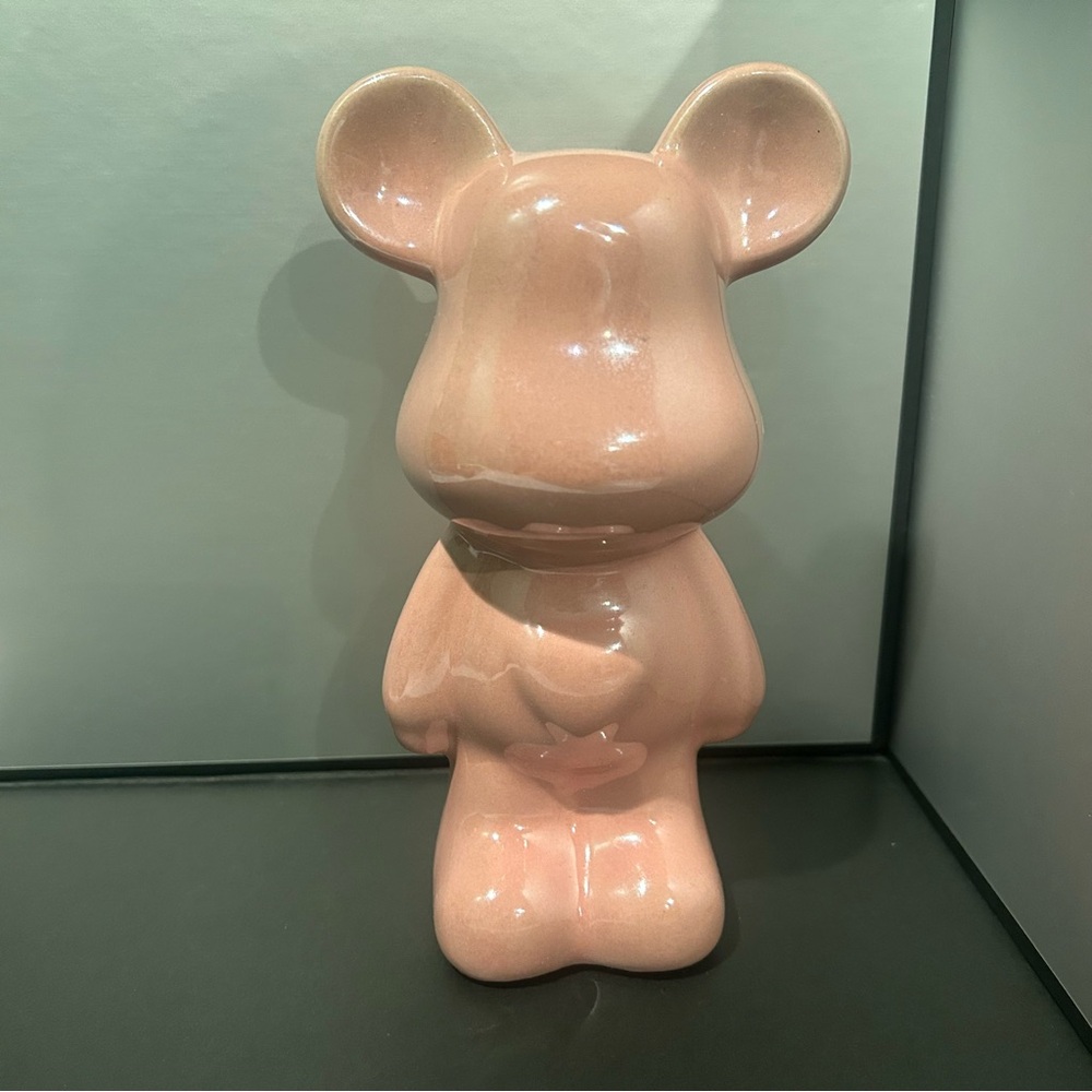 Pink Ceramic Bear Figurine